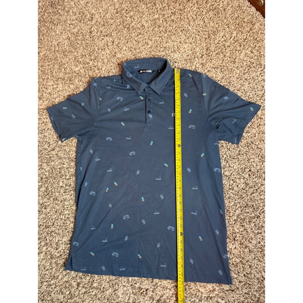TravisMathew Mens XL Polo Shirt Blue Pineapple Cactus Camper Van Golf Shirt - Picture 3 of 5